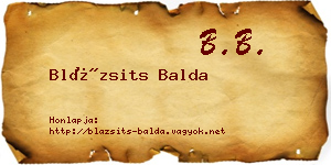 Blázsits Balda névjegykártya